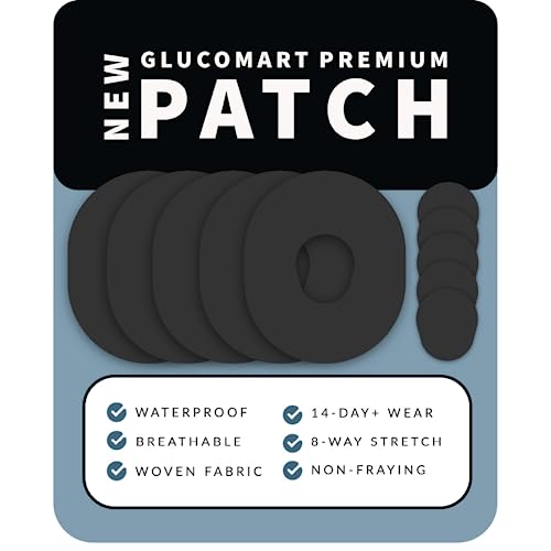 Glucomart NO-Lift NO-FRAY Premium Dexcom G7 Adhesive Patches Dexcom G7 Tape Black Dexcom Overpatch 5-Pack Waterproof Dexcom Patches Dexcom Tape Dexcom G7 Accessories Overlay Patch