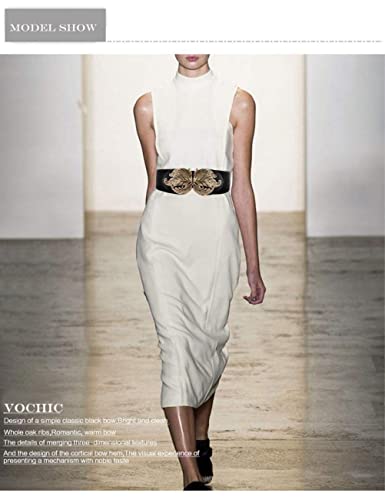VOCHIC Vintage Stretch Wide Waist Belt For Women Dress Waistband Metal Leaf Buckle2