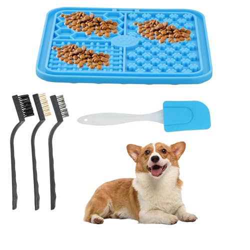Lick Mat per Cani - Tappetino da Leccare con Ventose, Include 3 Spazzole per Pulizia, Alimentatore Lento per Cani e Gatti, Riduzione dell'Ansia, per Snack e Trattamenti
