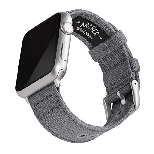 Canvas Uhrenarmband für Apple Watch (Schiefergrau, Silber, 42/44mm)