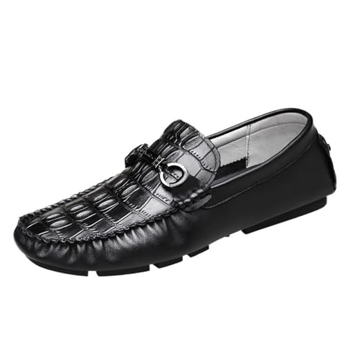 Casual Loafers for Mens Vegan Leather Evening Round Toe Wedding Non Slip Low Top Block Heel Anti-Slip Shoe Slip On