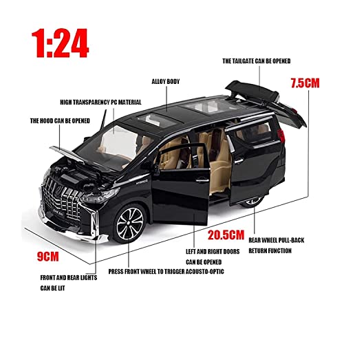 Image of Alloy Car Model Diecasts Metal Toy with Sound /Light /Pull-Back Off-Road Vehicles Car Model Collection Kids Toys Gift Multicolor Pack of 1 (1:24 Alphard Black bg)