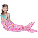 WERNNSAI Manta Cola de Sirena - Manta de Sirena de Felpa para Niñas Adolescentes Niños Todas Las Estaciones Manta de Forro Polar de Franela Suave Saco de Sirena para Cumpleaños (Rosa B)