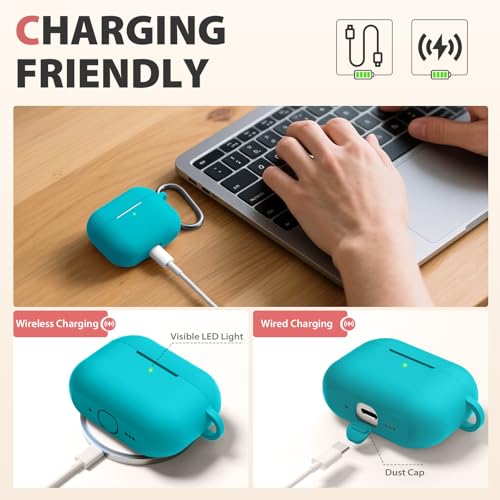 Lerobo for AirPods Pro 3 Case with Cleaner Kit, Protective Soft Silicone Cover with Keychain & Lanyard for Women and Men Compatible with Apple Airpods Pro 3rd Generation Case,Scratch-Proof,Teal - image 4