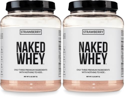 Image of NAKED Strawberry Whey Protein Powder, Only 3 Ingredients, 25g Grass Fed Whey Protein Powder, Aid Muscle Growth & Recovery - 24 Servings (Pack of 2)