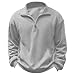 Mens Fashion Sweatshirts Quarter Zip Stand Collar Pullover Tops Fall Winter Long Sleeve Casual Plain Golf Sweater (Grey,4X-Large)