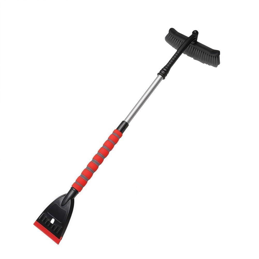 Raschietto per auto con manico allungabile in alluminio e testa staccabile, 100 cm, telescopico per rimozione del ghiaccio, spazzola in ABS EVA, per la pulizia di neve e gelo