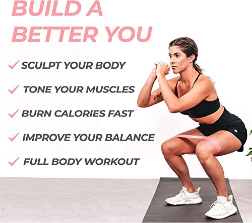 Coresteady Resistance Bands Set of 5 - Mini Fitness & Loop Exercise Band for Men & Women - Yoga, Body & Gym Sport Resistance Loop Bands for Strength, Muscle & Tone - With E-Guide & Travel Bag - Image 4