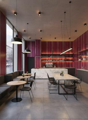Image of VKR Modern Self Adhesive Textured Wallpaper with Subtle Vertical Line Pattern for Elegant Minimalist Interior Decor and Contemporary Living Spaces (45 x 300 cm - Red)