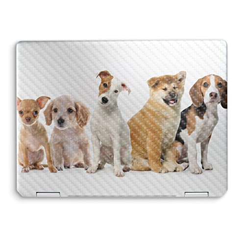 Image of MightySkins Carbon Fiber Skin Compatible with HP Spectre x360 14 inch (2022) Full Wrap Kit - Puppy Posse | Protective, Durable Textured Carbon Fiber Finish | Easy to Apply | Made in The USA