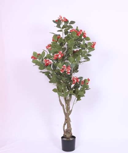 Image of Artificial Pink Bougainvillea Plant with Pot - 4.2 Feet | Realistic Plant - Trees - Flowers | Indoor Tropical | Home - Shop - Office | Gifting - Decor - Ambience - Durable | No Maintenance