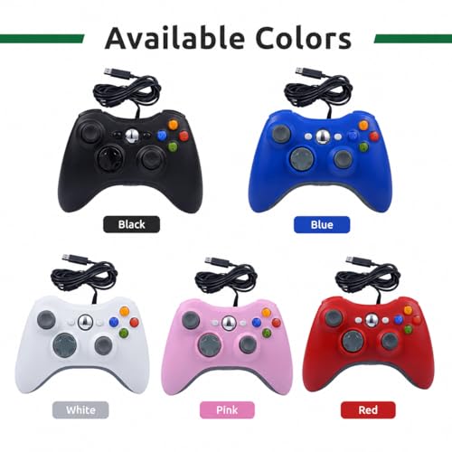 Image of PlayxSundi X-360 Wired Game Controller | Dual Vibration Joystick Gamepad | USB Plug & Play | Compatible with Xbox 360, Xbox 360 Slim & PC Windows XP /7 /8 /10 /11 | 2.2M Cable | RoHS CE Certified | Available in 6 Colours