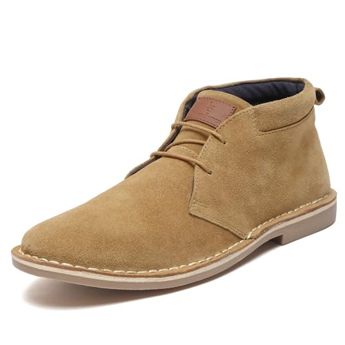Image of LOUIS STITCH Chukka Boots - Suede Leather High Ankle Casual & Trekking Boots | Cream, Size-UK012