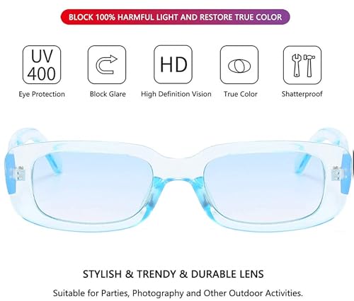 Image of IFLASH Rectangle Sunglasses for Women Retro Driving Glasses 90s Vintage Fashion Narrow Square Frame UV400 Protection Glasse