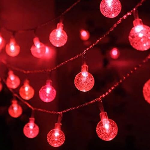 Image of fizzytech Crystal Ball String Lights - 30 LED, 6 Meter Decorative Fairy Lights for Bedroom, Living Room, Diwali, Christmas, Wedding, Party & Home Decoration (Red)