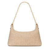 XquiziFit Beach Bags for Women Summer Straw Purse Boho Woven Shoulder Bag Crochet Purse Vacation Tote Handbag Khaki