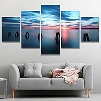 5 Panel Canvas Wall Art Ocean Sunset Pictures Modern Artwork for Home Decorations Ready to Hang - 60