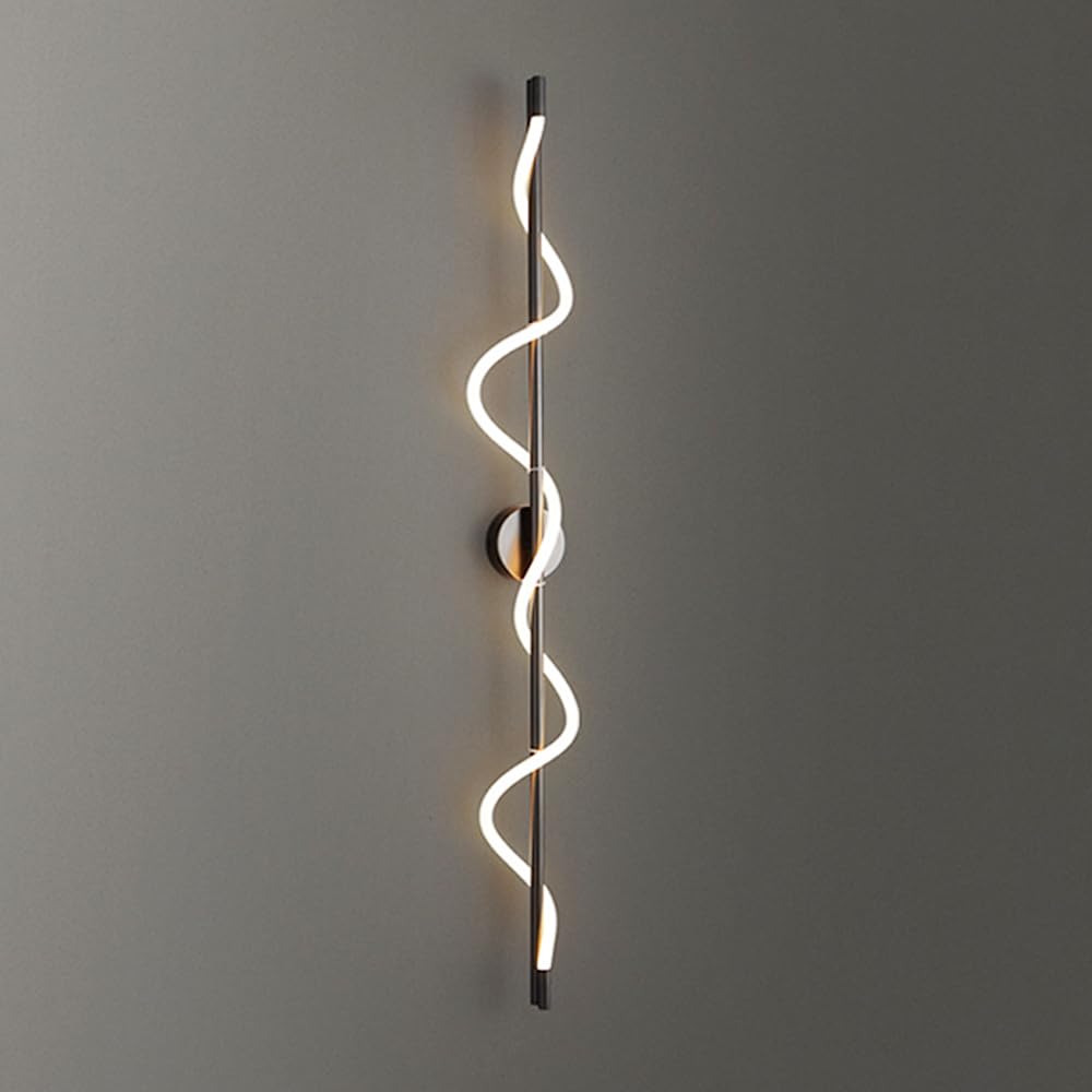 Aplique de pared de latón lineal DIY con pantalla de silicona suave y diseño de cobre negro LE