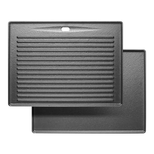 Gusseisen Grillplatte für Taino Pro 4 und 6 Series Gasgrill,41,5x31CM Universal Wendeplatte für Taino Red 4 und 6 Grill,Grillpfanne Zubehör, Pizzablette,Gasgrill-Zubehör für Burnhard Fred Serie