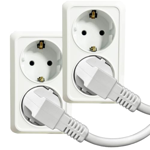 Doppelstecker für Steckdose Steckdosenleiste Mehrfachstecker für Küche Büro 2PCS