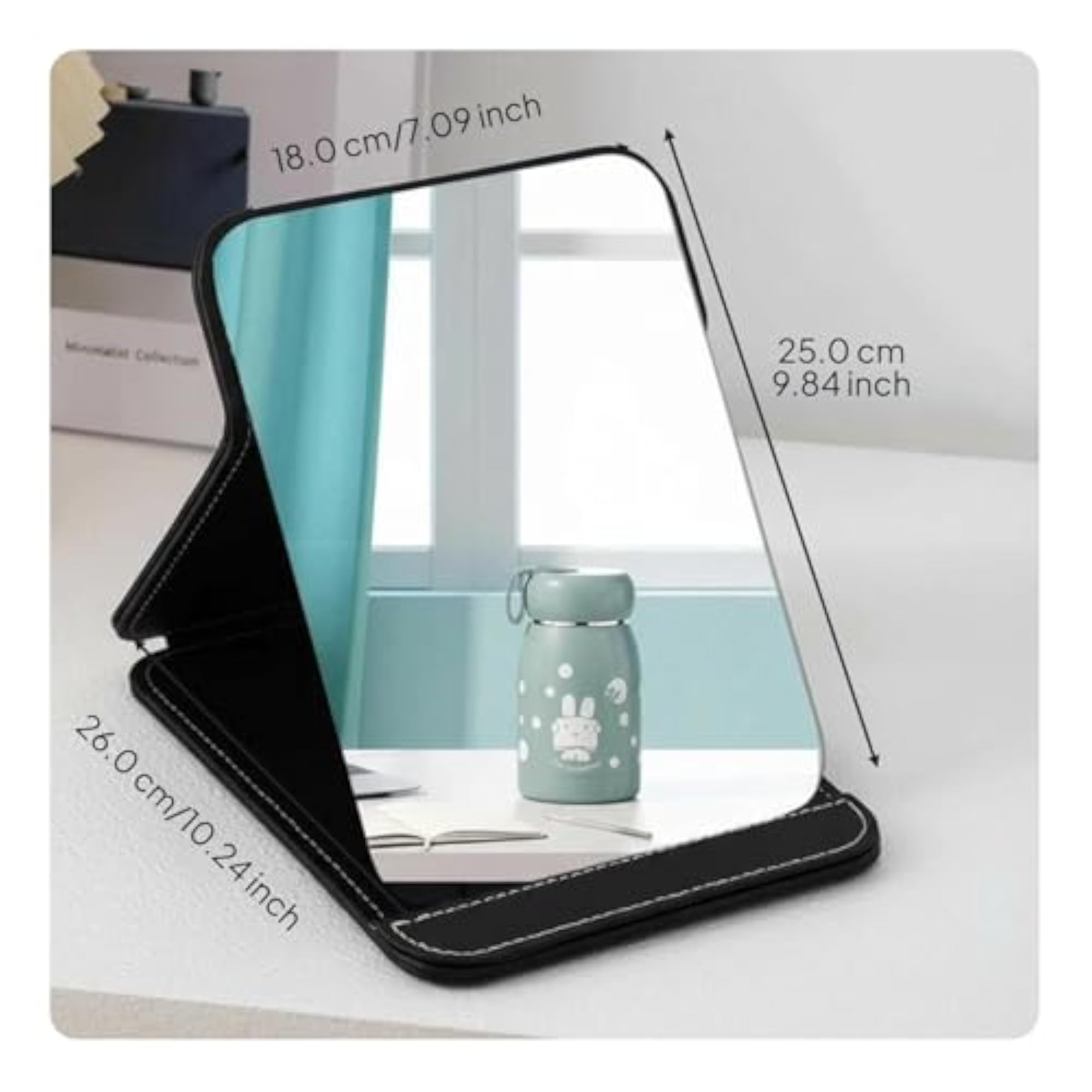 Acrylic Makeup Mirror, Shatterproof Desktop Vanity, Black
