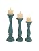 Deco 79 Wood Candle Holder, Blue, 15 by 13 by 11-Inch