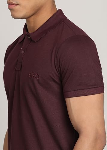 Image of INKKR Men Solid Polo Neck Cotton Blend Collar T-Shirt