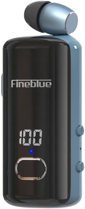 F580 Display Power Collar Clip Bluetooth Headphones Incoming Call Number Vibration Universal Cell Phone Outdoor Cycling Anti-Drop (Black Blue)