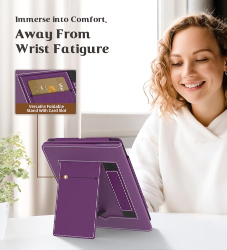 Image of MoKo Case for eBook Reader, Slim PU Shell Cover Case with Auto-Wake /Sleep for E-Reader, Not fit Kobo Aura 2 /Remarkable, Lychee Deep Purple