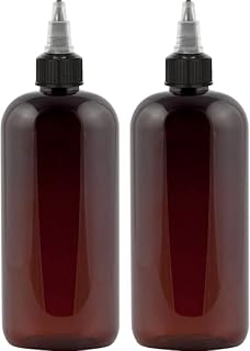 BRIGHTFROM Twist Top Applicator Bottles 16 OZ, Round Squeeze Empty Plastic Bottles, Black Nozzle, BPA-Free, PET, Refillabl...
