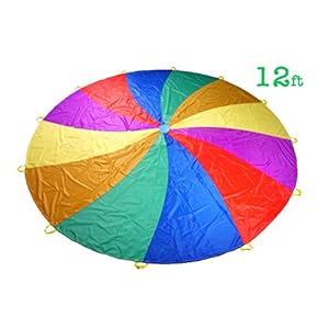 NARMAY® Vliegdoek voor kinderen, roterende regenboog met 12 handgrepen, 366 cm