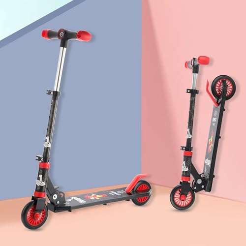 Image of Toyshine Jumbo 2 Wheel Runner Scooter with Anti Slip ABS Base Aluminium Structure Height Adjustable Handlebar Foldable Max Load 50kg for Boys and Girls Ages 4 and Above - Black