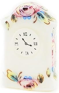 Melody Jane Dollhouse White Floral Mantle Clock Ceramic 1:12 Scale Accessory
