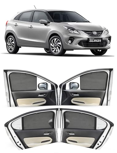 Image of Autofact Car Sunshades for Toyota Glanza (2015 to 2021), UV Protection, Useful Car Accessories, Custom fit Sun Shades for Side Windows, Set of 4