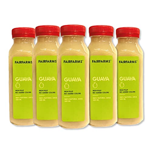 Image of Fairfarm Guava Juice | No Added Colour, 0% Concentrate | Enriched with pulp |Rich in Vitamin inchC inch & Fibre| Improve Digestion,FarmFresh (Pack of 12 X 300ml)