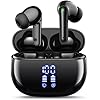 Fones de Ouvido Bluetooth sem Fio, Display Digital LED, Controle por Toque, Estojo de Carregamento, Preto
