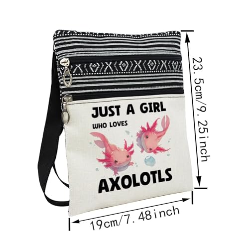 Just Love Axolotls Messenger Bag Small Ethnic Pattern Printed Adjustable Strap Crossbody Zipper Bag Phone Bag Wallet Cute Shoulder Handbag for Axolotl Lovers Women Friends2