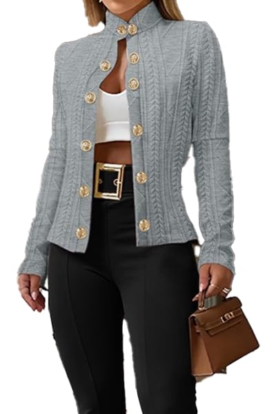 Women's Double Breasted Blazer Casual Business Slim Fit Long Sleeve Textured Open Front Blazer Jackets
