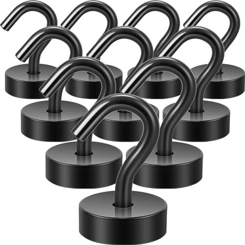 Neosmuk Magnethaken schwarz 12kg Magnet Haken Extra Stark für Spind Organizer neodym magnete haken magnetisch sehr stark für werkstatteinrichtung heckzelt grill kleiderhaken