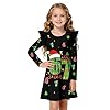 HNLAZJL Girl Christmas 67 Dress Kids Six Seven Funny Meme Gown Casual Long Sleeve Dresses 5-12 Years Black