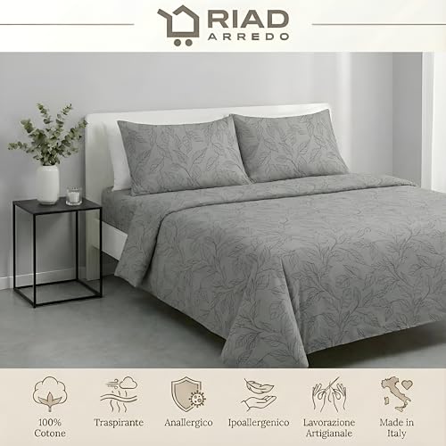 Parure de lit double drap housse grand bonnet coton doux anti-glisse