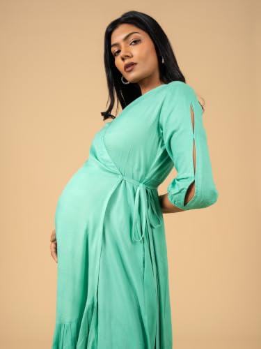 Image of The Mom Store Maternity and Nursing Wrap Dress for New Mom | Pre and Post Pregnancy Wear for Womens | Trendy Stylish Printed Friendly Dresses for Women | Comfortable