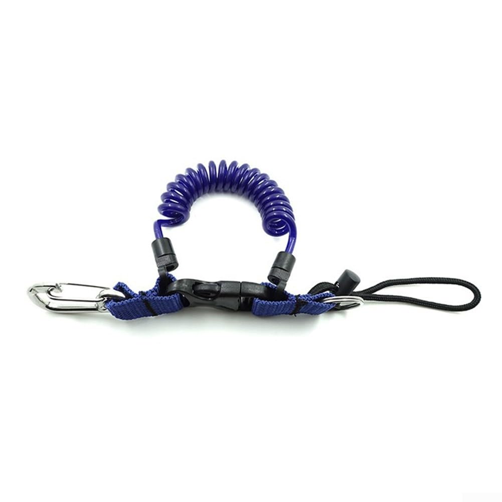 Cordon élastique caméra de plongée bleu en acier 316 extensible 1,4m