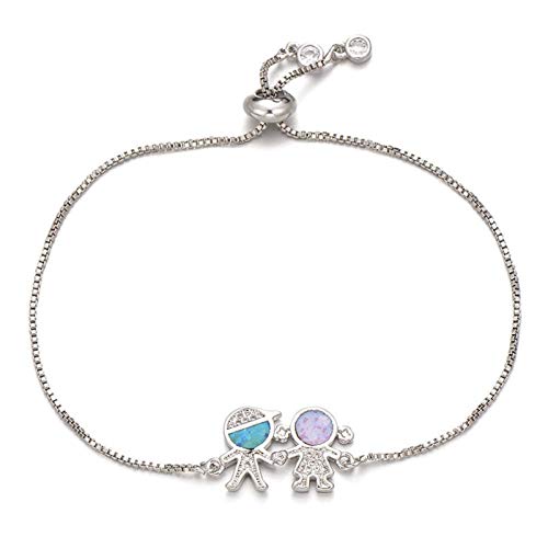 Charm de ópalo azul y rosa con circonita cúbica para pulseras infantiles