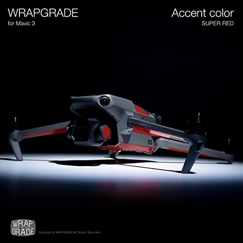 Image of WRAPGRADE Partial Skin Stickers for DJI Mavic 3 / Mavic 3 Classic Accent Color (SUPER RED)