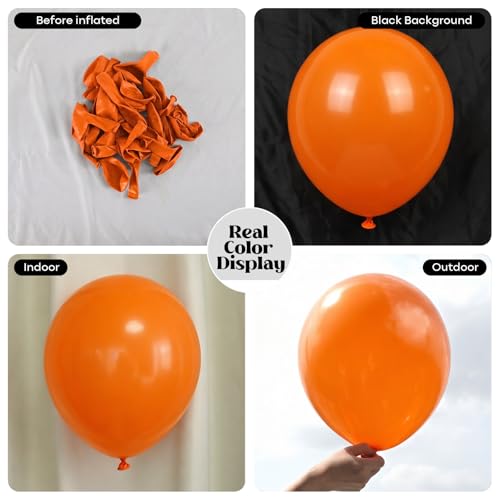 Image of Togvu Orange Balloons, 50Pack 12 Inch Matte Orange Latex Party Balloons for Tropical Aloha Luau Summer Birthday Party Halloween Graduation Thanksgiving Baby Shower Decorations