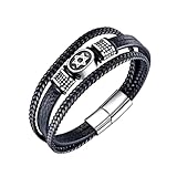 Pulsera unisex de cuero tejida a mano con estrella de David y estrella de David, estilo retro, punk, para hombre, pulsera de seis puntas, regalo de la suerte, joyería de buena suerte