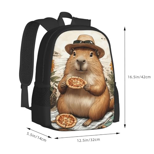 Image of Cute Capybara Print Backpack For Men Women Lightweight Daypack For Daily Commutes Business Travel Hiking
