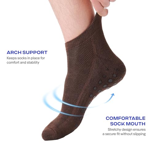 Image of CoolMate Mens Grip Socks, Non Slip Athletic Socks for Pilates, Yoga