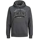 JACK&JONES PLUS Men's JJELOGO Sweat Hood 2 COL 21/22 NOOS PS Hooded Sweatshirt, Asphalt, 3XL